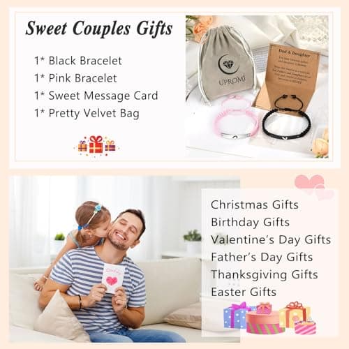 UPROMI Matching Bracelets for Couples, Dad&Daughter, Brother&Sister, Fathers Day Valentines Christmas Birthday Gifts