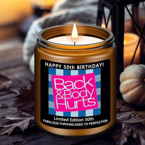 Homsolver 50th Birthday Gifts for Her Him, Happy 50th Birthday Candles Gift for Women Men, Funny 50 Years Old Decorations Ideas- Lavender Scented Candle