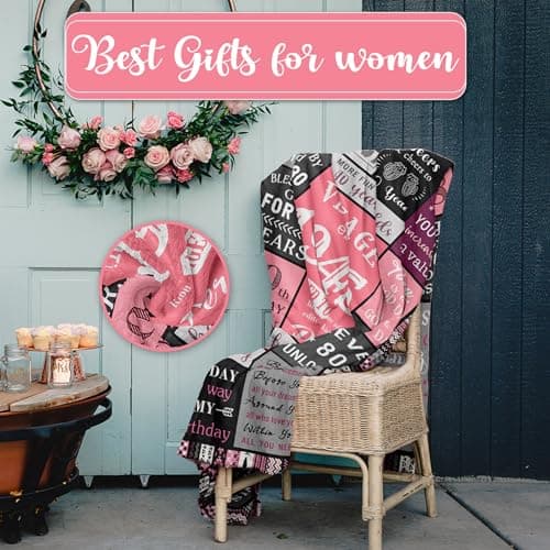 Ryubein 80th Birthday Gifts for Women, 80th Birthday Decorations for Women, 80 Year Old Birthday Gifts for Woman, Best Gifts for 80th Birthday, 1945 80th Birthday Blanket 50" X 60"