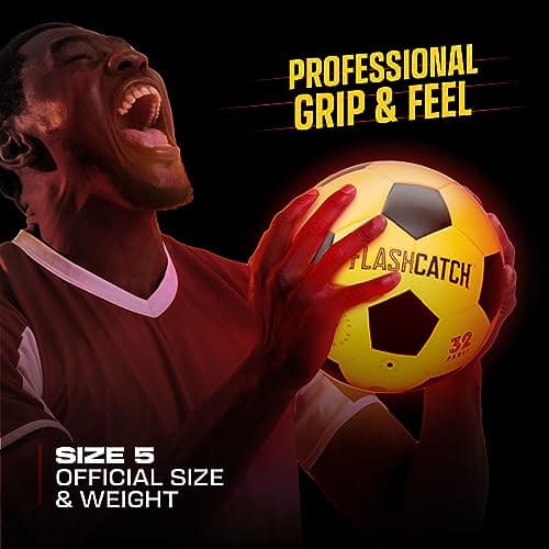 Light Up Soccer Ball - Glow in The Dark - NO 5 - Sports Gear Gifts for Boys & Girls 8-15+ Year Old - Kids, Teens Gift Birthday Ideas - Cool Boy Toys Ages 8 to 15 Glowing Night Activity