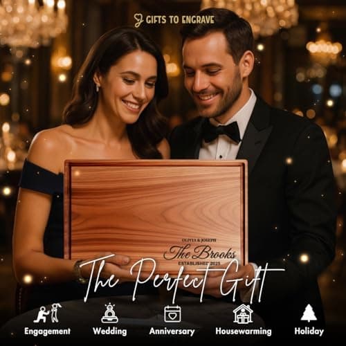 Cutting Board Monogrammed Custom, Engraved Gifts for Couples, Engagement Gifts, Wedding Gift, Bridal Shower Gifts, Personalized Housewarming Gifts, Customized Kitchen Gifts, Family Gifts