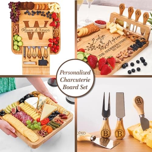 Personalized Charcuterie Board Gifts Set for Best Friends, Custom Large Cheese Board for Wedding, Anniversary, Birthday, Housewarming, Engagement, Party, New Home Gift Couple