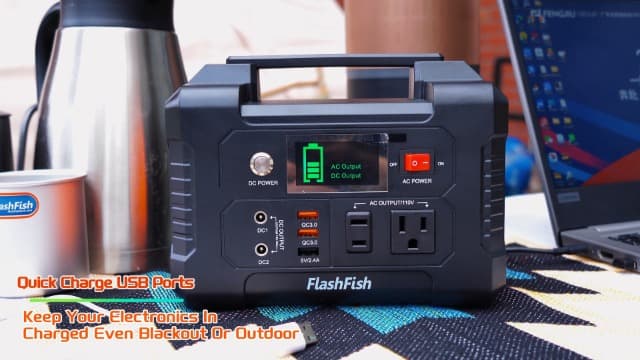 200W Portable Power Station, FlashFish 40800mAh Solar Generator With 110V AC Outlet/2 DC Ports/3 USB Ports, Backup Battery Pack Power Supply for CPAP Outdoor Advanture Load Trip Camping Emergency.