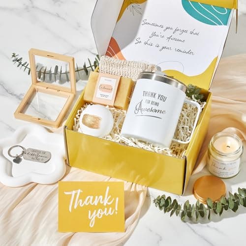 Thank You Gifts for Women Employee Appreciation Gifts Baskets Box for Best Friend Mom Teachers Nurse Secretary Boss Lady Hostess Mentor Leaders Office Coworkers for Holiday With Thank You Card Tumbler