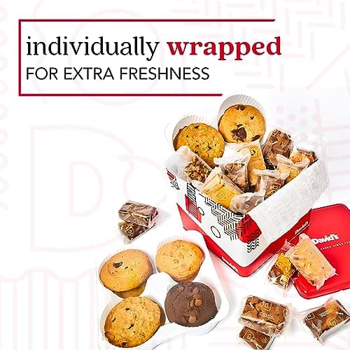 David's Cookies 5lb Assorted Cookies & Brownies Tin Gift Basket – Fresh-Baked Delicious Gourmet Treats for Sharing | Ideal Party Pack Gift Basket for Family, Friends, Holidays, & Special Occasions