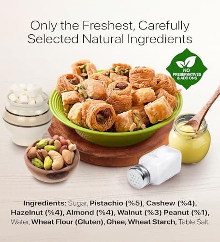 Cerez Pazari Baklava Pastry Gift Set - Turkish Baklava Pastry With Nuts & Spices - Baklava Gift Box From Turkey - Pastry, Halal Snacks - Assorted 45-48 Pieces Per Metal Dessert Box - 1.32 lbs