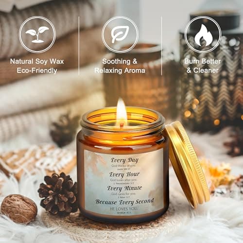 Christian Gifts for Women Faith Based Gift Inspirational Gifts for Women Birthday Unique Catholic Gift Bible Accessories Inclue Bible Verse Jar Butterfly Decorations Socks Glass Can Candles Tote Bag