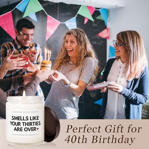 Funny 40th Birthday Gifts Women Unique, 9oz Lavender Scented Soy Wax Candle, 1985, 40th Birthday Decorations for Women, Men, Wife, Her, Him, Sister, Daughter, Cool Gifts