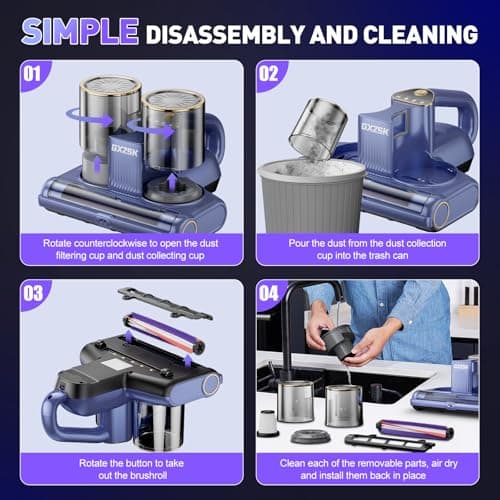 Mattress Vacuum Cleaner, 16kPa Bed Vacuum Cleaner with 253.7nm UV-C Light, Ultrasonic & 140℉ Heating, Dual Cup & Widen Suction Port Handheld Vacuums for Bed, Sofa, Couch, Crib (500W, Corded)