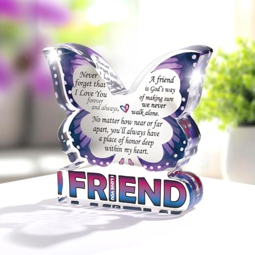 Best Friend Birthday Gifts for Women, Butterfly Gift for BFF Bestie Bestfriend, Friendship Gifts for Women, Small Gifts for Female Friend Ideas, Friend Decorative Signs Plaques