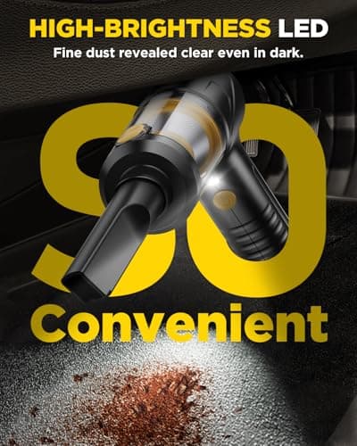 Handheld Vacuum Cleaner 21000Pa Suction with Brushless Motor, 4-in-1 Portable Mini Car Vacuum with 2 Suction Modes, Cordless Vacuum with LED Light, Type-C Charge for Car, Office Desk, Keyboards
