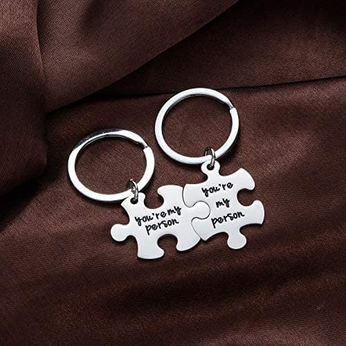 2PC You're My Person Puzzle Stainless Steel Keychain Jewelry Set Valentines Day Best Friend Gift Key Chain