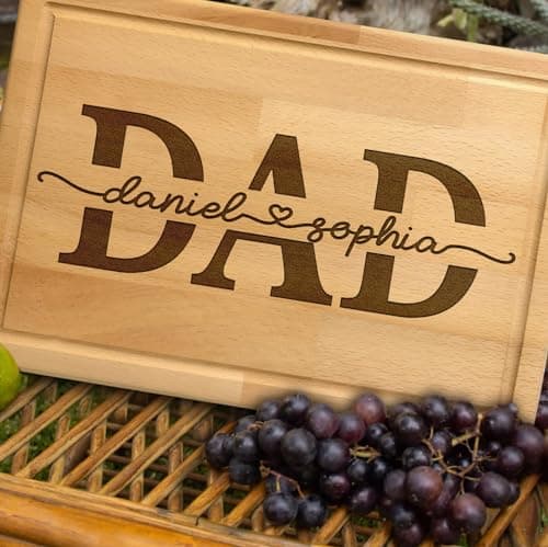 Personalized Dad Cutting Board, Custom Dad Gifts with Kids Names, Grill Father Boards, Cooking BBQ Grilling Gift For Men, Dad, Grandpa, Mens Gifts for Fathers Day, Christmas
