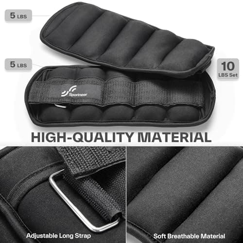 Sportneer Adjustable Ankle Weights 1 Pair 2 4 6 8 10 Lbs Leg Weight Straps for Women Men, Weighted Ankle Weights Set for Gym,Fitness, Workout,Walking, Jogging,1-5 lbs Each Ankle, 1 Pair 2-10 lbs