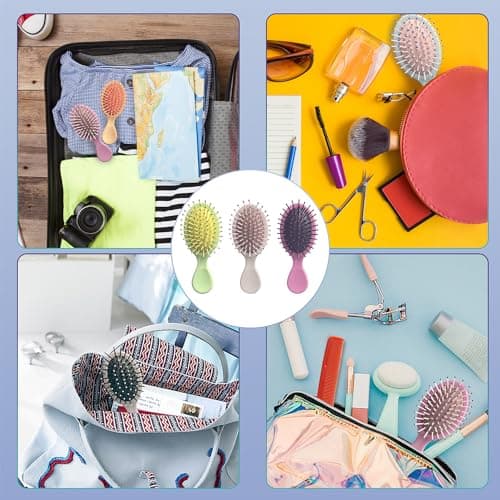 6 Pieces Mini Wet Hair Brush, Travel Detangling Brush, for Most Hair Types, with Ease Knots Without Tears or Breakage, Multicolor