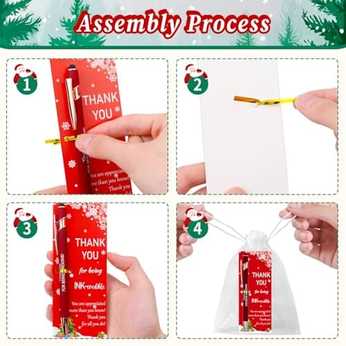 CZWZ 30 Pack Christmas Employee Appreciation Gifts Set, Thank You Pens with Appreciation Cards, Inspirational Ballpoint Pens for Staff Recognition Coworkers Teachers Christmas Thank You Gifts