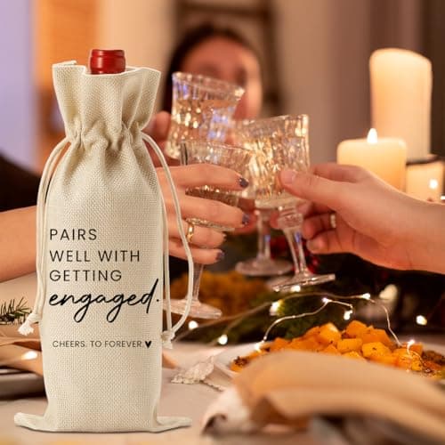 FBCCZEY Engaged Gifts, Engagement Gifts for Couples Her, Engagement Party Decorations Gifts for Engaged Couple Wine Bag, Pairs Well with Getting Engaged Wine Bottle Bag