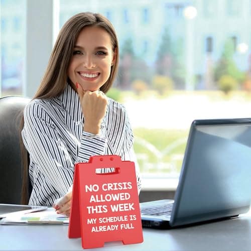 Funny Office Desk Decor Boss Sign, Bosses Day Gifts for Women Men Manager Supervisor Leader Lady Famale Male, Christmas White Elephant Gifts for Teacher Principal Coworker Cubicle Accessories Red Sign