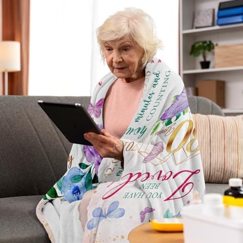 ZWERIVP 80th Birthday Gifts for Women, Best Present for 80 Year Old Woman Birthday, 1945 Present for Women Mom, Happy 80yr Bday Gifts Ideas, 80th Woman Bday Decorations Throw Blanket 50"X60"