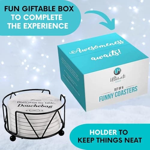 Funny Coasters - Perfect White Elephant Gifts - Unique Gifts for Women Men - Cool Friend Gifts - Secret Santa Gifts - Gag Gifts - Couples Gifts - Funny Housewarming Gifts - Birthday