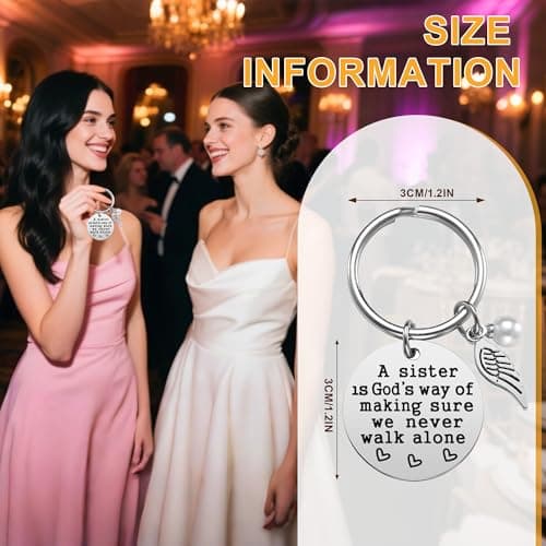 Sister Gift - A Sister is God's Way of Making Sure We Never Walk Alone KeychainJewelry Christmas Birthday Gifts for Sisters from Sisters