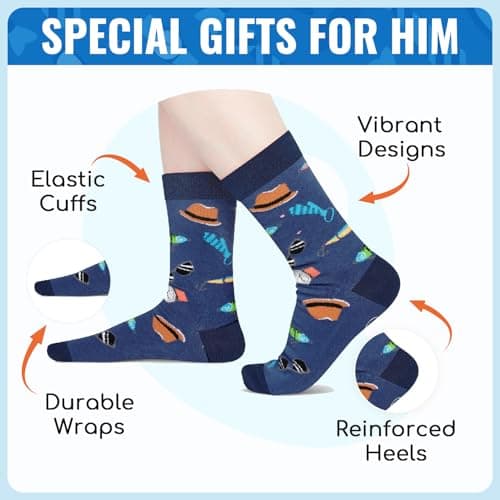 Dark Blue Reel Cool Socks - Funny Gifts For Godfather Step Dad Son In Law Cousin