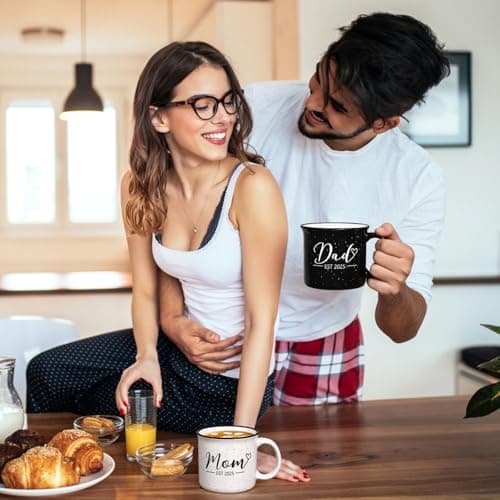 Maustic Mom and Dad Mugs, New Parents Gifts for Couples, New Mom and Dad Gifts for Expecting First Time Parents, 15 Oz