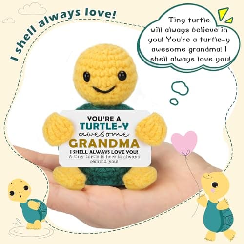 Funny Turtle Grandma Gifts Mothers Day Birthday I Love You Grandma Gifts for Grandmother Nana Gigi Mimi Present from Granddaughter Grandkids Grandson Handmade Emotional Positive Crochet Animals Turtle