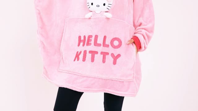 Hello Kitty Blanket Hoodie for Women Teens Wearable Blanket Sherpa Lined Fleece