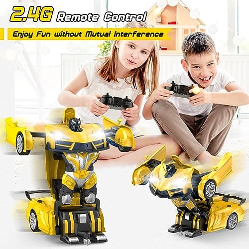 Transform Remote Control Car, RC Cars for Boys Age 3-5 6-8, One-Button Transform Toy Cars, 2.4GHz, 360° Spin, 1:16 Scale, Flashing Headlight,3-8 Year Old Grandkids Christmas Birthday Gifts