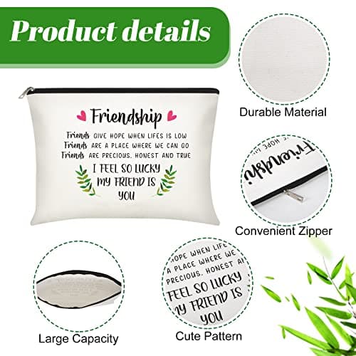 Xuniea 6 Pieces Friendship Gifts for Women Bulk Friendship Cosmetic Makeup Bag for Girl Travel Pouch Friend BFF Birthday Christmas Gifts(Leaf Pattern)