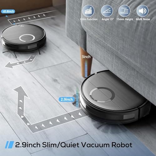 Robot Vacuum and Mop Combo, 2 in 1 Mopping Robotic Vacuum Cleaner with Schedule, Wi-Fi/App/Remote, Strong Suction, Self-Charging, Slim, Ideal for Hard Floor, Pet Hair, Low-Pile Carpet