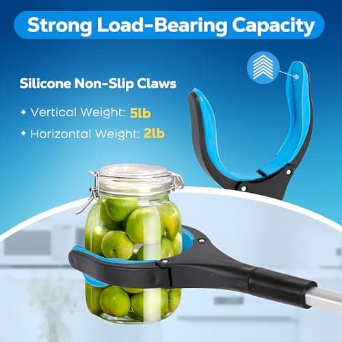 Grabber Reacher Tool - 32” Extra Long Foldable Gripper and Reaching Tool - Heavy Duty Pick Up Stick Grabbers for Seniors, Trash, Surgery Recovery Must Haves Gifts (Blue)