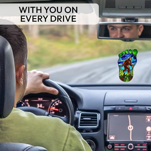 Bigfoot Suncatcher Ornament, Sasquatch Gifts for Friends, Camping Ornaments for Christmas Tree, Gifts for Bigfoot Lovers, Supernatural Funny Stocking Stuffers for Men Women (Suncatcher)