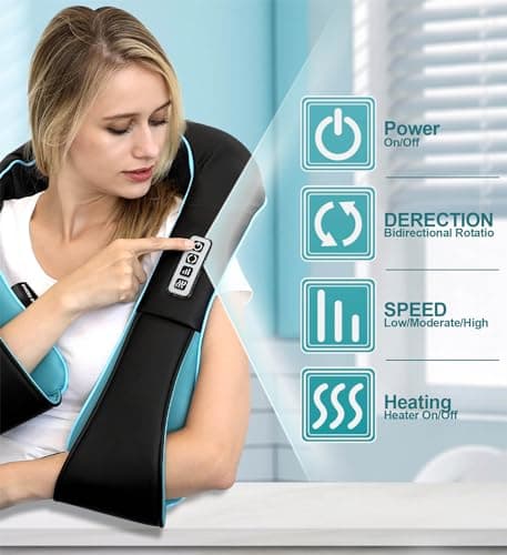 Mo Cuishle Shiatsu Neck and Shoulder Massager with Heat – Deep Kneading Massage for Relaxation – Ideal for Christmas, Mother's Day, Father's Day, Gifts for Men, Women, Mom and Dad