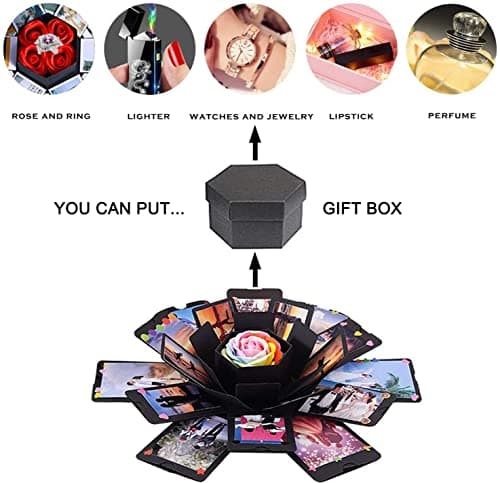 Explosion Gift Box - Photo Box, A Creative Six-sided Gift Box. Love Memory DIY Handmade Photo Album Scrapbook, A Surprising Boyfriend Birthday Gift, Ideal for Weddings, Christmas or Valentine's Day