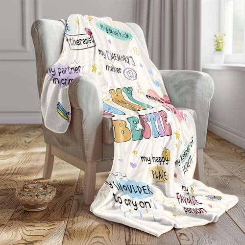 Best Friend Birthday Gifts for Women, Best Friends Blanket, Bestie Gift for Women, Friendship Gifts for Woman, Bestie Birthday Gift for Woman Friendship, Yellow Throw Blanket 60”x50” Inches