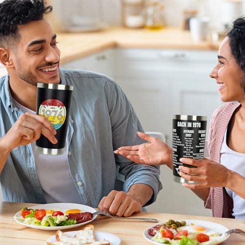 50th Birthday Gifts for Women Men - 1975 50th Birthday Decorations Gifts Ideas for Her Him - 50 Year Old Birthday Gift for Men Women Turning 50 Gift Ideas - 20oz Stainless Steel Tumbler