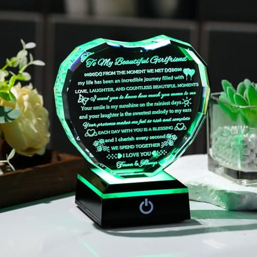 Gifts for Girlfriend with Colorful Base Girlfriend Anniversary Birthday Gifts from Boyfriend Crystal Heart Keepsake to My Girlfriend Romantic I Love You Gifts on Valentine Christmas