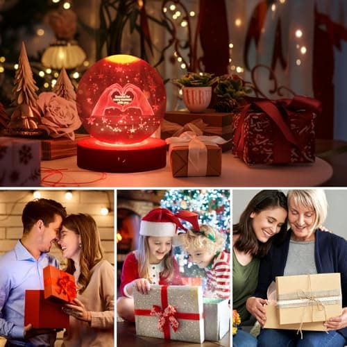 3D Crystal Ball Night Light, 16 Colors 4 Modes, Remotely Controlled, Night Light Room Decor, Funny Anniversary Christmas Gifts for Women, Girlfriends, Wives, Daughters