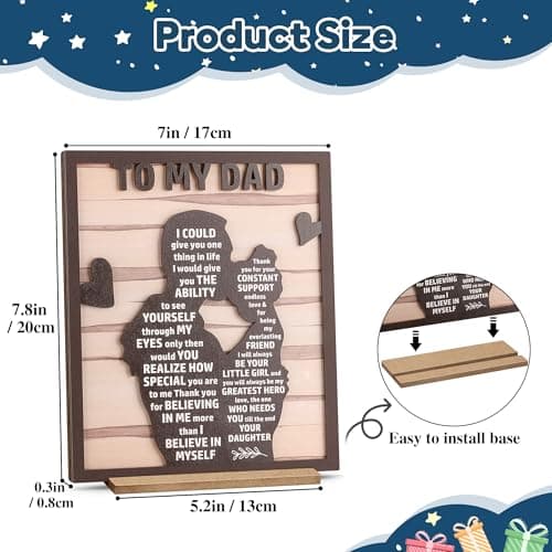 Gifts for Dad from Daughter, Best Dad Ever Gifts, Father s Day Gifts for Dad from Daughter, Daddy Gift Ideas, Dad Christmas Gifts Birthday Gifts, Dad and Daughter Gifts Wooden Silhouette Sign Plaque