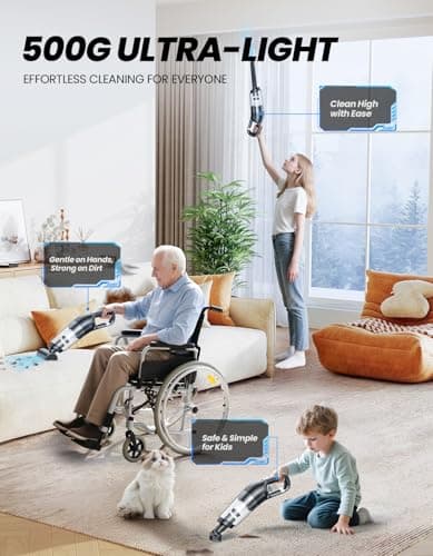 Handheld Vacuum Cordless, 26,000 Pa High Power Suction, Portable Rechargeable Car Vacuum Cleaner for Home, Pet Hair, Keyboard & Furniture, Black