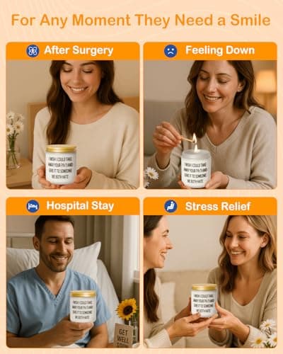 Get Well Soon Gifts for Women Men, Funny Present for Her Him After Surgery, Feel Better Candle Gift for Mom Sick Friends, Recovery, Sympathy, Cancer Comfort, Grieving, Divorce, Thinking of You Gift