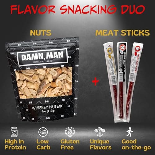 Beef Jerky Gift Basket for Men with Nuts - 12pc Meat Snack Food Variety Box, Unique Food Gift Idea for Birthday, for Husband, Family, Care Package for Guys, Adults