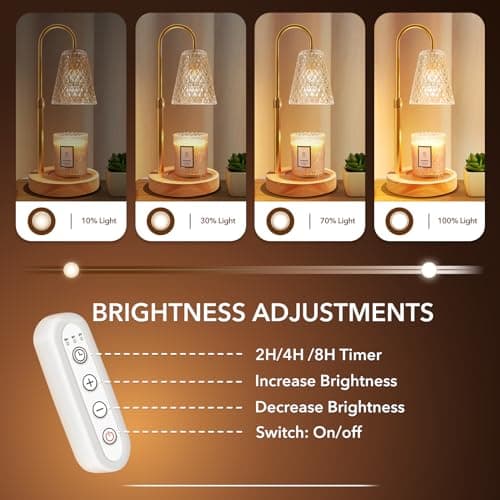 Candle Warmer Lamp with Timer, Stocking Stuffers for Women, Mom Gifts for Women Mom Christmas, Adjustable Height Candle Warmer, Dimmable, Home Decor, Wax Warmer Lamp for Jar Candles with 2 Bulbs