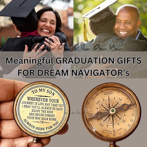 Gift for Son from Mom Dad | Engraved Compass 2" - Father to Son Gifts, Mom to Son Gifts for Graduation 2025, Birthday Baptism Confirmation Communion