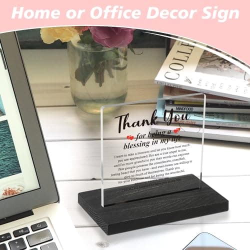 Thank You Gifts for Women Men, Appreciation Gifts for Friends, Birthday Retirement Gifts for Mom Family, Thank You for Being A Blessing in My Life Home Office Desk Décor Sign, DSF135
