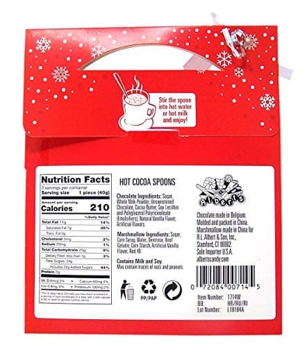 Belgian Milk Chocolate Spoons Individually Wrapped with Mini Dehydrated Marshmallows, Storckingt Stuffers, Pack of 3