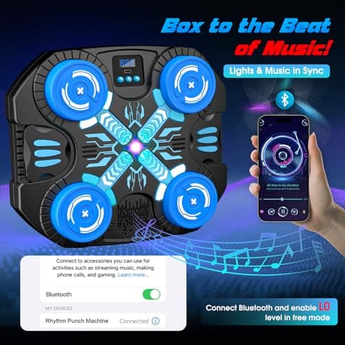 Boxing Machine with Music for Kids Sports Toy-3 Game Modes & 14 Levels, 4 5 6 7 8 9 10 Year Old Boy Girl Christmas Toys Birthday Gifts, Wall Mounted Bluetooth Punching Target with Scoring & Gloves
