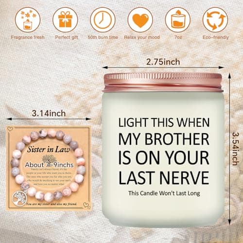 Sister in Law Gifts - Christmas, Birthday, Mother's Day, Wedding Gifts for Sister in Law - Lavender Scented Candles